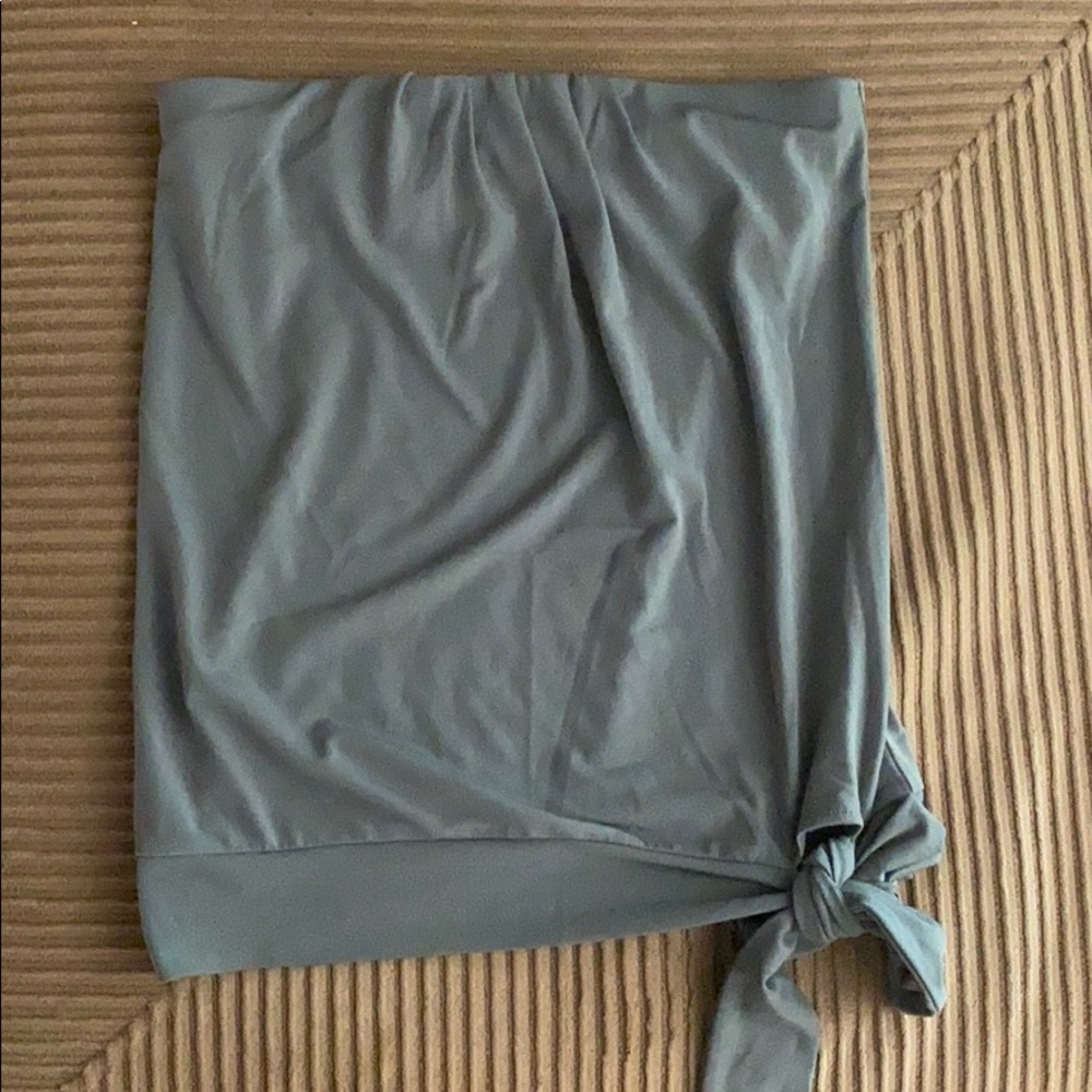 Strapless olive green top